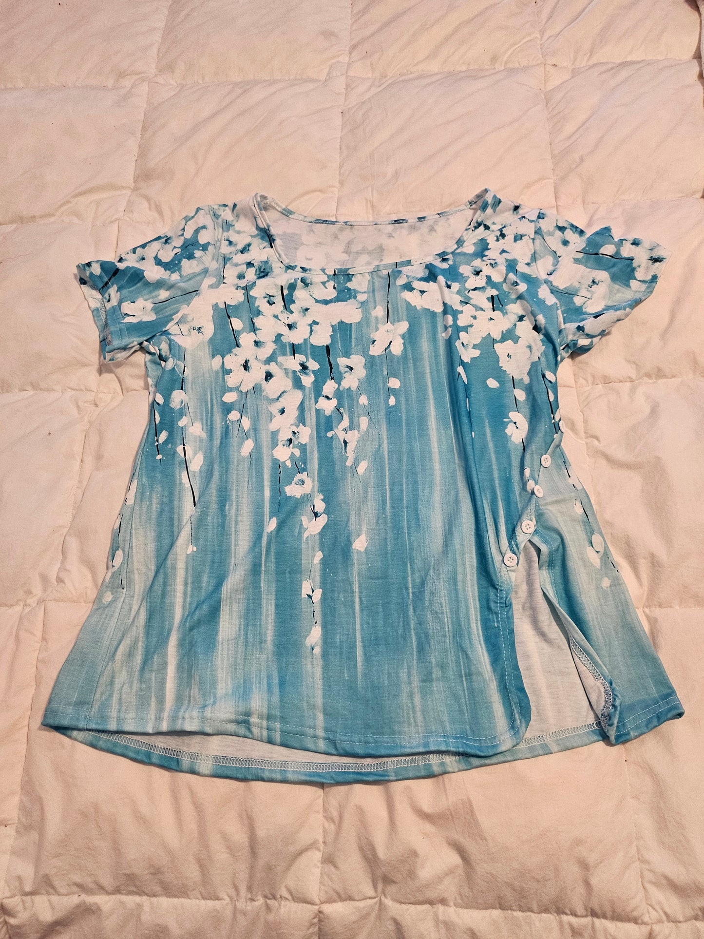 Large blue floral summer top
