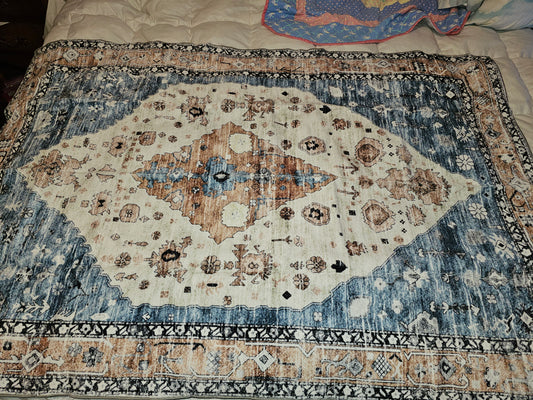 Boho area rug 4 x 6 pink/brown