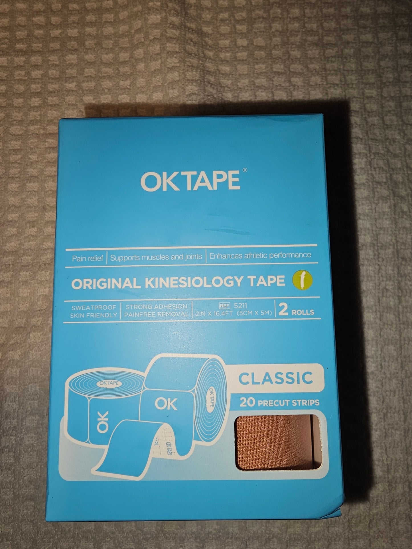 2 Rolls Kinesiology Tape, Original Cotton Elastic Athletic Tape, 20 Precut 10" Strips Each, Beige, Ideal for Muscle Support & Injury Prevention
