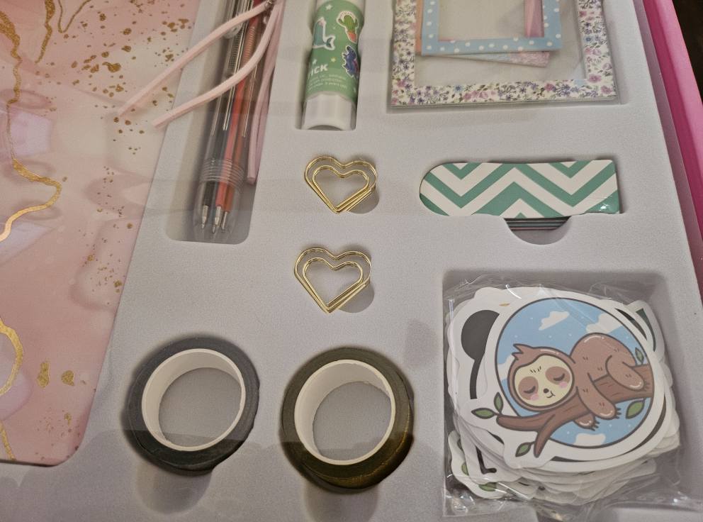 Girl's DIY Journal Set. Over 100 pieces including stickers, tape, pens and more. New in box.