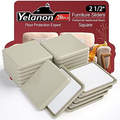 Yelanon Furniture Sliders - 20 pcs-2 1/2” Black Square Furniture Sliders for Carpet Furniture Pads Hardwoods Floor, Heavy Duty Furniture Movers Sliders, Reusable Furniture Moving Pads, Carpet Protectors