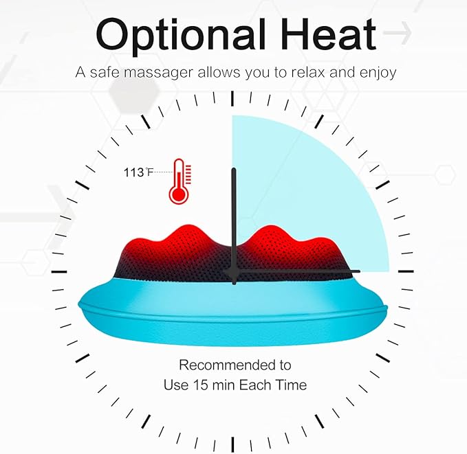 Mo Cuishle Shiatsu Neck Back Massager Pillow with Heat, Deep Tissue Kneading Massage for Back, Neck, Shoulder, Leg, Foot, Gift for Men Women Mom Dad, Stress Relax at Home Office and Car