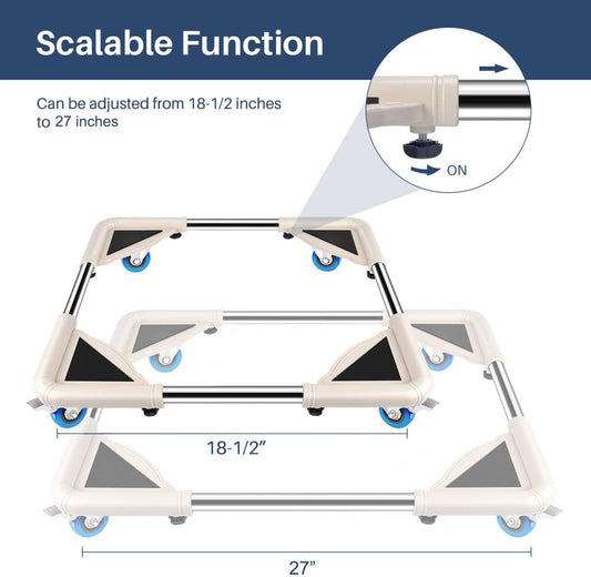 SPACECARE Mobile Roller with 4 Locking Wheels - Adjustable Furniture Dolly Washing Machine Stand Refrigerator Base Moving Cart