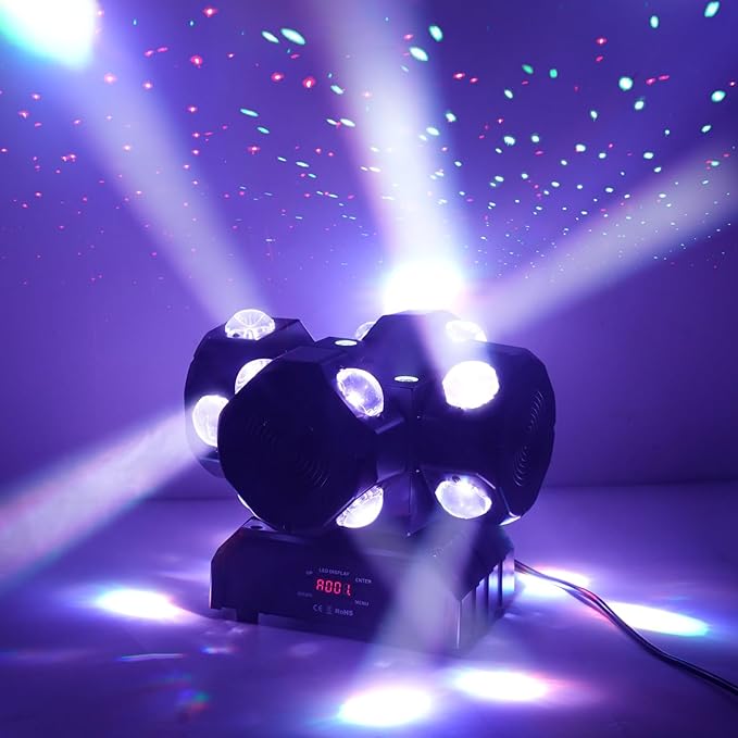 HOLDLAMP 200W LED Moving Head DJ Lights with 4 Rotating Head,16X10W RGBW 4-in-1 Party Light with Strobe Stage Effect Beam Lights Controlled by 14CH DMX-512/Sound Activated for Christmas KTV Wedding