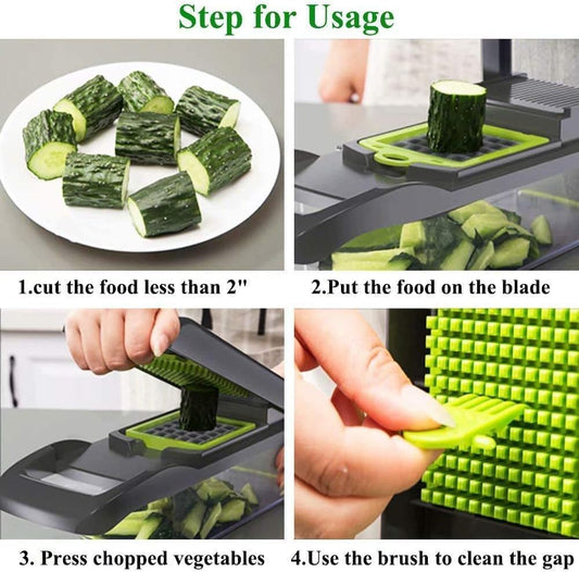 Veggie slicer 16 pieces (Gray, 1) 16 pieces hand operated vegetable slicer, veggie chopper, food chopper, onion cutter.
