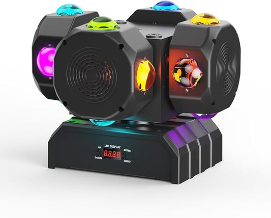 HOLDLAMP 200W LED Moving Head DJ Lights with 4 Rotating Head,16X10W RGBW 4-in-1 Party Light with Strobe Stage Effect Beam Lights Controlled by 14CH DMX-512/Sound Activated for Christmas KTV Wedding