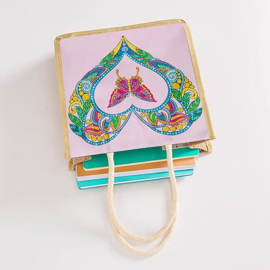 Leatrice Diamond Painting Bag Ladies Art Craft Decor DIY Special Shaped Diamond Tote Shoulder Bag Embroidery Kit 5D Diamond Drawing Tote Diamond Art Cross Stitch Art Tote (Heart Butterfly)