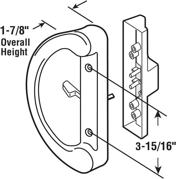 HauSun Patio Door Handle Set + Mortise Lock 45° Perfect Replacement for Sliding Glass Door Fits 3-15/16” Screw Hole Spacing, Non-keyed with Latch Locks,White Diecast,Reversible Design(Non-Handed)