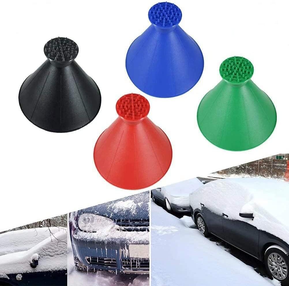 Round Windshield Ice Scraper, Magic Cone-Shaped Car Windshield Ice Scraper Funnel Car Snow Removal Shovel Tool