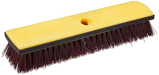 Amazon Basics 12" Deck Rectangular Brush With Soft Bumper, Black & Yellow