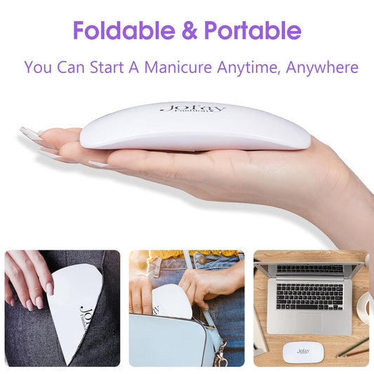 Mini Led UV Nail Lamp, 6W USB Portable Uv Light for Gel Nails, Flash Curing Nail Dryer Lamp with 2 Timers Setting 60s/120s for Nail Art Salon, Home DIY