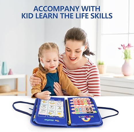 Busy Board Montessori Toys, Busy Book for Toddlers 1 2 3 4 5 Year Old, Sensory Travel Toys for Plane Car, Educational Activity Boards,Gift for Boys Girls