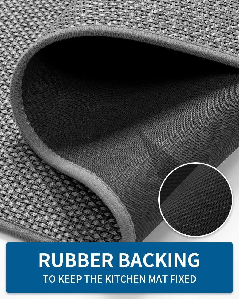 Kitchen-Runner Rugs 1.6' x 8' Non Skid Washable Hallway Runner-Rugs, Kitchen Runner Rugs and mats for Kitchen, Front of Sink, Kitchen Mats for Floor (Dark Grey, 1.6'x8')