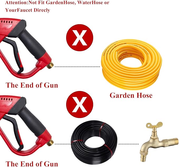 Pressure Washer Gun, Hourleey, Red High Power Washer Gun with Replacement Wand Extension, 5 Nozzle Tips, M22 Fittings, 40 Inch, 5000 PS