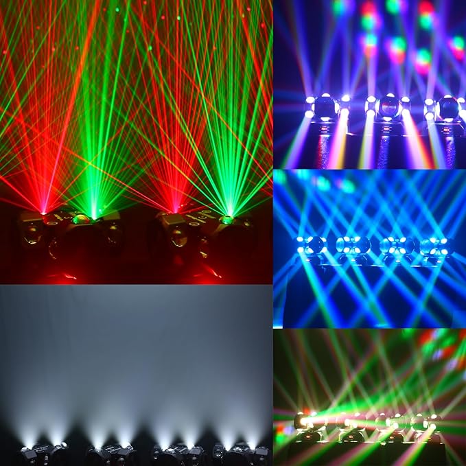 HOLDLAMP 200W LED Moving Head DJ Lights with 4 Rotating Head,16X10W RGBW 4-in-1 Party Light with Strobe Stage Effect Beam Lights Controlled by 14CH DMX-512/Sound Activated for Christmas KTV Wedding