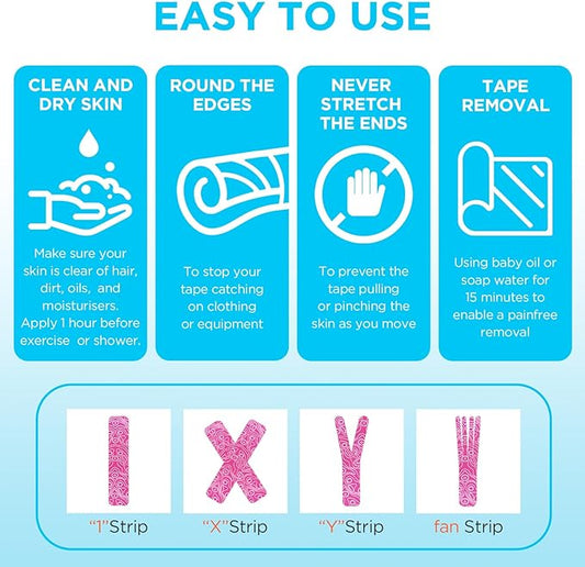 2 Rolls Kinesiology Tape, Original Cotton Elastic Athletic Tape, 20 Precut 10" Strips Each, Beige, Ideal for Muscle Support & Injury Prevention