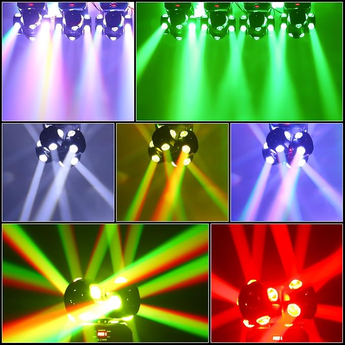 HOLDLAMP 200W LED Moving Head DJ Lights with 4 Rotating Head,16X10W RGBW 4-in-1 Party Light with Strobe Stage Effect Beam Lights Controlled by 14CH DMX-512/Sound Activated for Christmas KTV Wedding
