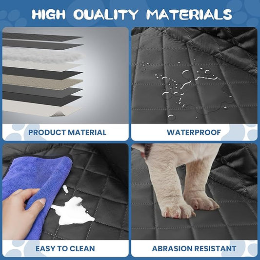 Back Seat Extender for Dogs, Dog Car Seat Cover Hard Bottom Holds 400lbs, Large Space, Waterproof Dog Car Seat Cover Hard Bottom-Detachable and Foldable, Dog Car Bed for Car, SUV, Truck