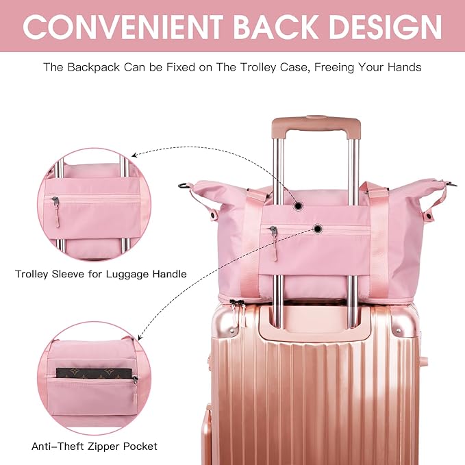 BALEINE Travel Tote Bag for Women, Weekender Carry-on Tote, Large Duffel Bag Gym Bag Overnight Bag with Wet Compartment
