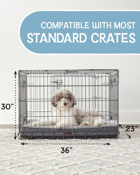 30 Inch Orthopedic Waterproof & Machine Washable Dog Bed with Egg Crate Foam Support, Non-Slip Bottom and Removable Pet Bed Cover for Extra Large, Large, Medium, Small Dogs (Gray)