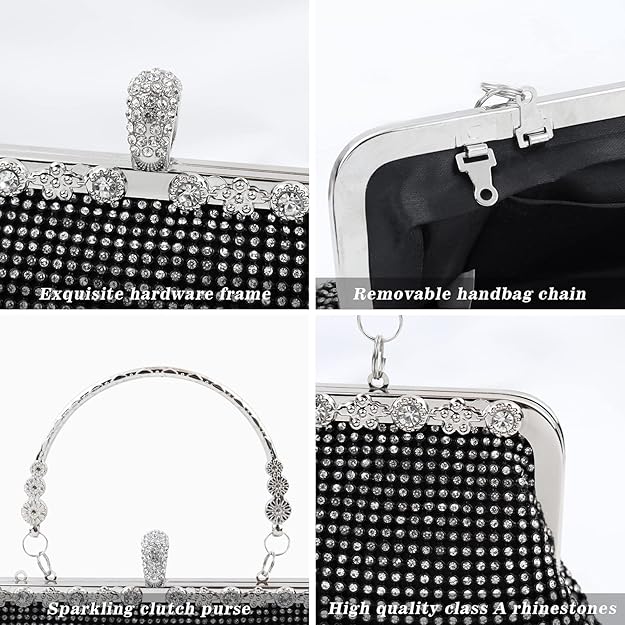 topfive Evening Clutch Purse Small Crystal Clutch Sparkling Handbag for Women Wedding Evening Formal Bag