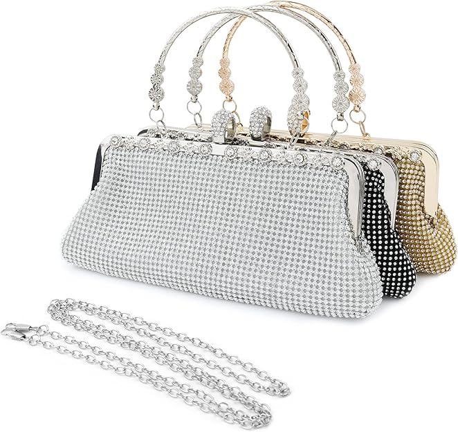 topfive Evening Clutch Purse Small Crystal Clutch Sparkling Handbag for Women Wedding Evening Formal Bag