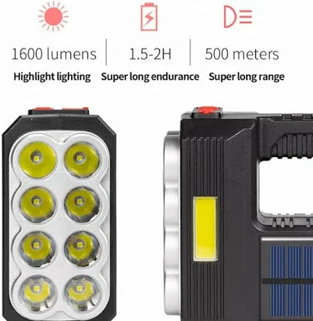 Solar Powered 8-Lamp Flashlight