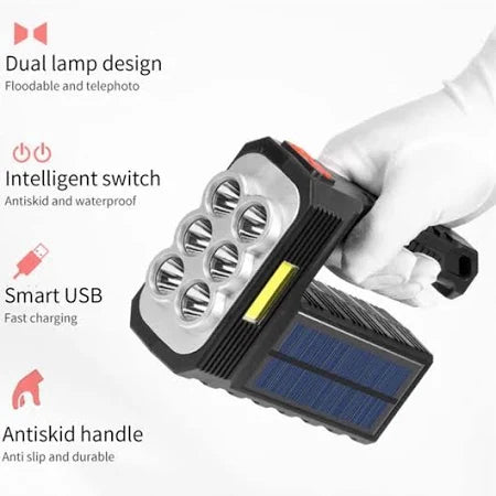 Solar Powered 8-Lamp Flashlight