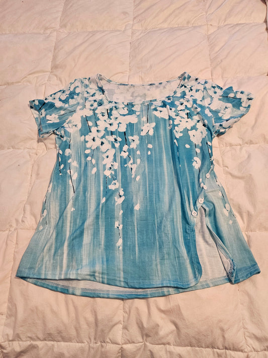 Large blue floral summer top