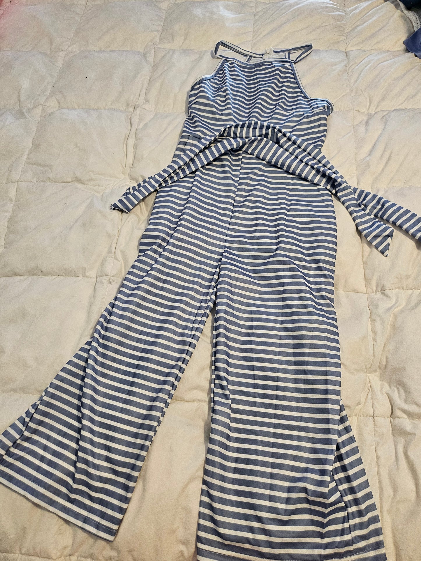 Small, summer romper with tie belt, back zipper
