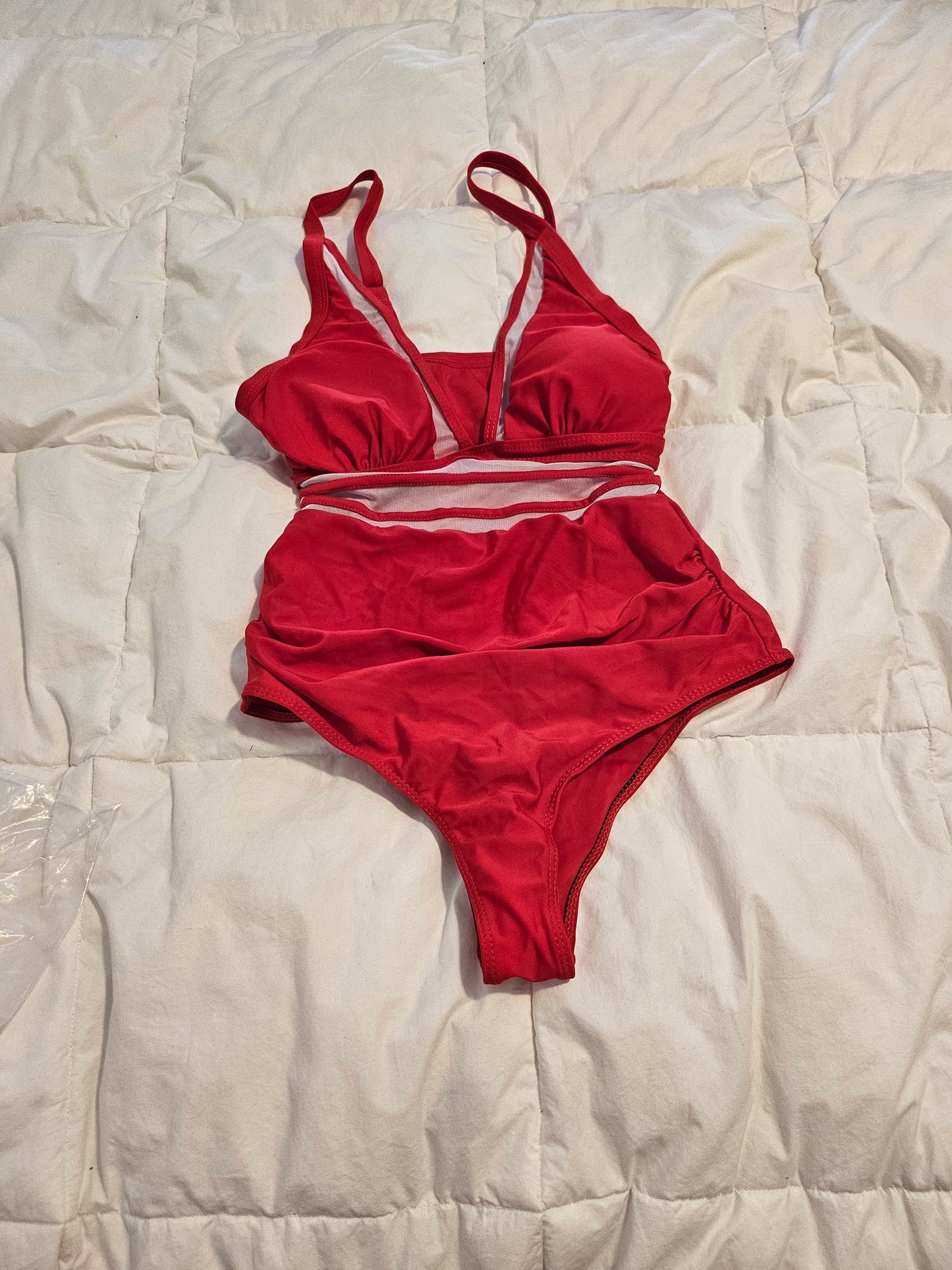 Small red bathing suit, adjustable straps