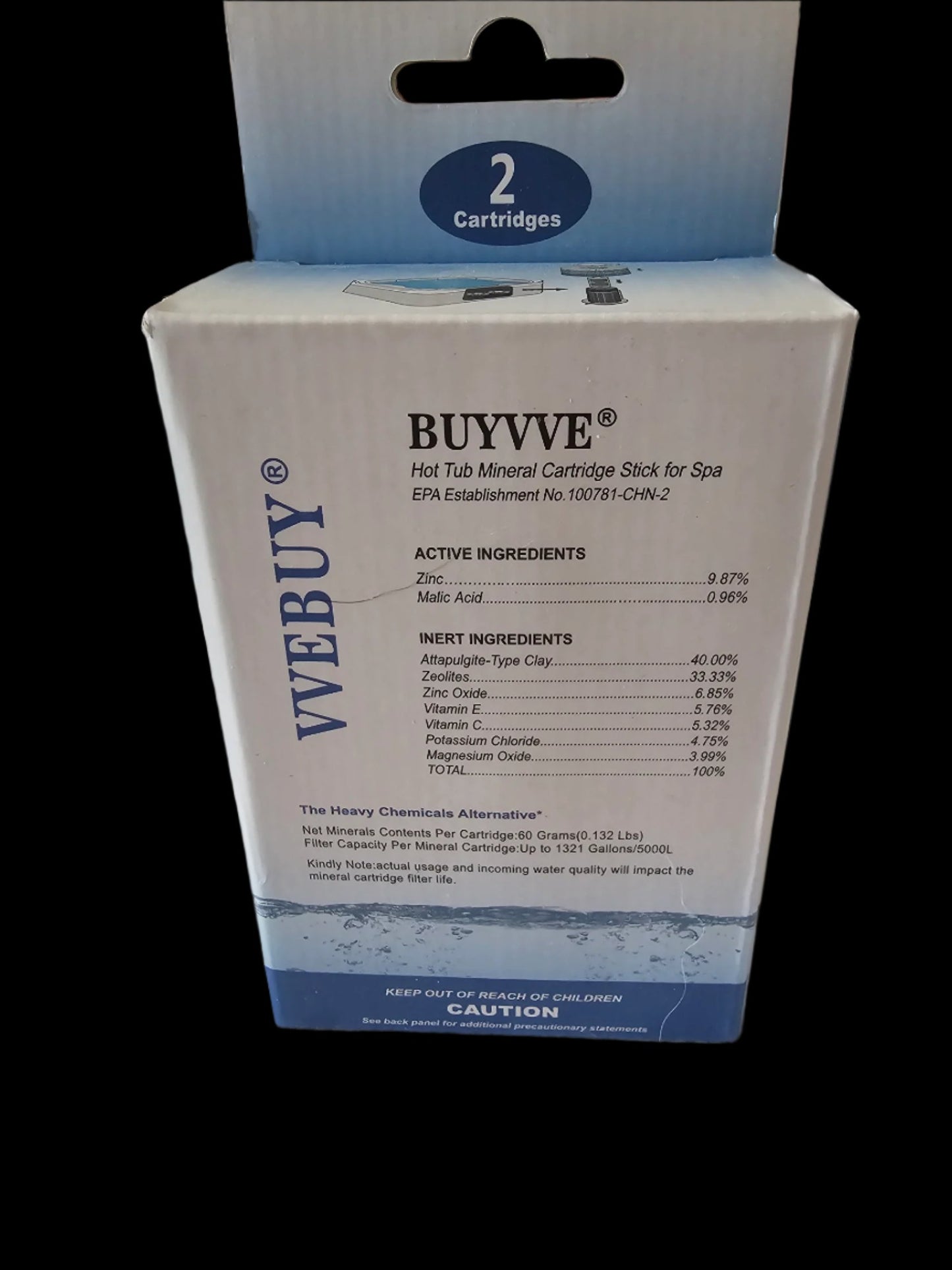 VVEBUY BUYVVE Hot Tub Mineral Cartridge Stick For Spa (2 Cartridges per box)