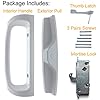HauSun Patio Door Handle Set + Mortise Lock 45° Perfect Replacement for Sliding Glass Door Fits 3-15/16” Screw Hole Spacing, Non-keyed with Latch Locks,White Diecast,Reversible Design(Non-Handed)