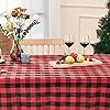 Buffalo Plaid Rectangular Tablecloth-Cotton Gingham Table Cloth for Kitchen Restaurant Farmhouse Christmas Holiday Decor (Rectangle/Oblong, 55x120,Red and Black)