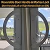 HauSun Patio Door Handle Set + Mortise Lock 45° Perfect Replacement for Sliding Glass Door Fits 3-15/16” Screw Hole Spacing, Non-keyed with Latch Locks,White Diecast,Reversible Design(Non-Handed)
