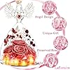 Mothers Day Preserved Rose Gifts for Women Mom Grandma Wife,Glass Angel Figurines with LED Light,Four Real Rose Flowers Sweet Pink