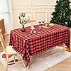 Buffalo Plaid Rectangular Tablecloth-Cotton Gingham Table Cloth for Kitchen Restaurant Farmhouse Christmas Holiday Decor (Rectangle/Oblong, 55x120,Red and Black)