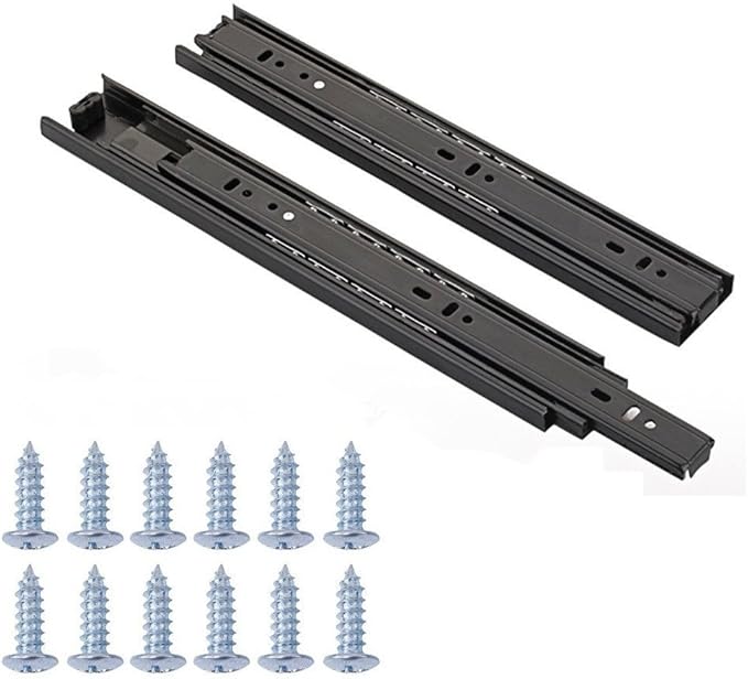 Full Extension Less Noise Ball Bearing Drawer Slides, 10 Inches, 2-Pair Black