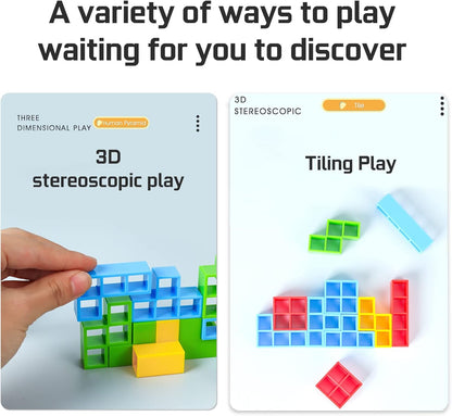 48 Pcs Tetra Tower Balance Stacking Blocks Game, Board Games for 2 Players+ Family Games, Parties, Travel, Kids & Adults Team Building Blocks Toy