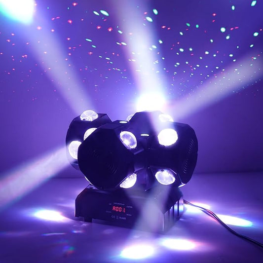 HOLDLAMP 200W LED Moving Head DJ Lights with 4 Rotating Head,16X10W RGBW 4-in-1 Party Light with Strobe Stage Effect Beam Lights Controlled by 14CH DMX-512/Sound Activated for Christmas KTV Wedding