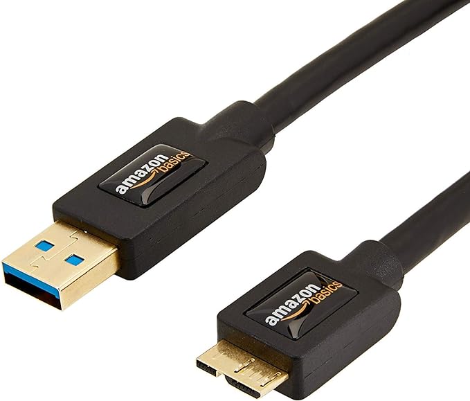 Amazon Basics USB 3.0 A-Male to Micro B Cable (3 Feet) (.9 Meters), Black, 1 Count, 1-Pack