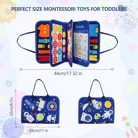 Busy Board Montessori Toys, Busy Book for Toddlers 1 2 3 4 5 Year Old, Sensory Travel Toys for Plane Car, Educational Activity Boards,Gift for Boys Girls