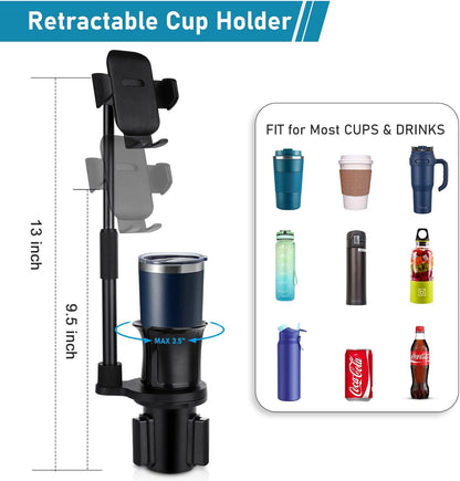 Uncaddn 2 in 1 Cup Phone Holder for Car, Stretchable Long Neck