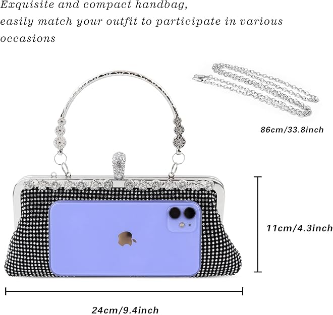 topfive Evening Clutch Purse Small Crystal Clutch Sparkling Handbag for Women Wedding Evening Formal Bag
