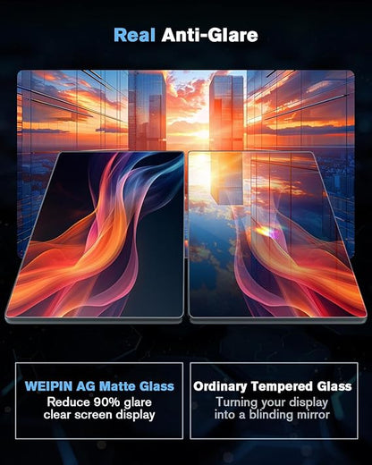 For Tesla Cybertruck Matte Screen Protector - [No More Glare & Fingerprint] 2024 Cyber Truck Pickup Accessories - 9H+ Ultimate Tempered Glass for 18.5" Front & 9.4" Rear Screen - Mounting Frame Kit