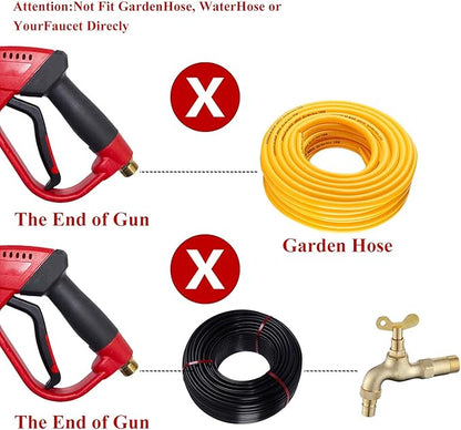 Pressure Washer Gun, Hourleey, Red High Power Washer Gun with Replacement Wand Extension, 5 Nozzle Tips, M22 Fittings, 40 Inch, 5000 PS