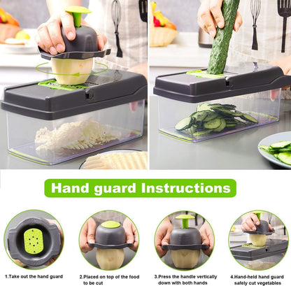 Veggie slicer 16 pieces (Gray, 1) 16 pieces hand operated vegetable slicer, veggie chopper, food chopper, onion cutter.