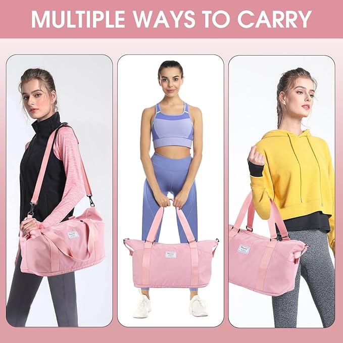 BALEINE Travel Tote Bag for Women, Weekender Carry-on Tote, Large Duffel Bag Gym Bag Overnight Bag with Wet Compartment
