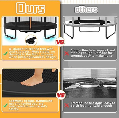 jumpfly 5ft/60'' Trampoline For Kids,Toddler Trampoline Indoor&OutDoor With Adjustable Gym Bar,Mini Kids Trampoline For Ages 1-6,Small Trampoline For Baby With Net,Gift, BastketBall Hoop