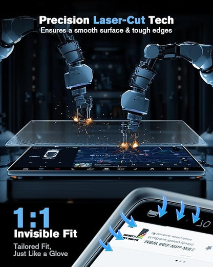For Tesla Cybertruck Matte Screen Protector - [No More Glare & Fingerprint] 2024 Cyber Truck Pickup Accessories - 9H+ Ultimate Tempered Glass for 18.5" Front & 9.4" Rear Screen - Mounting Frame Kit